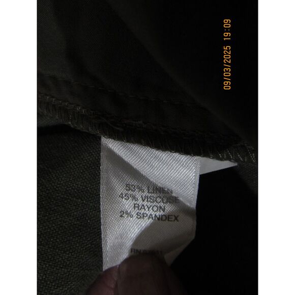 J Jill linen stretch size s elastic bag capri pants dark green great fall color - Picture 9 of 9